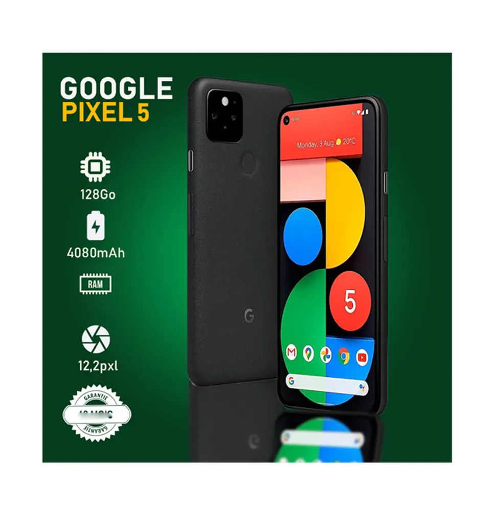 Google Pixel 5A 5G – Ecran 6.34” – Mémoire 128 Go/6Go RAM -Caméra 12MP+16MP/8MP – Batterie 4680mAh