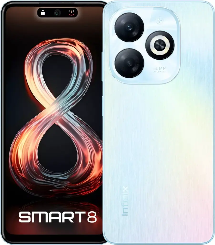Infinix Smart 8 (RAM 4Go 64GB)Écran : 6.6” HD+, Batterie 5000mAh, 50MP+AI