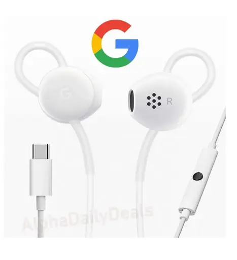 Pixel USB-C Earbuds ecouteurs - Google Écouteurs numériques filaires USB de Type C avec Assistant et Traduction Intra-auriculaire pour téléphones Pixel - Blanc